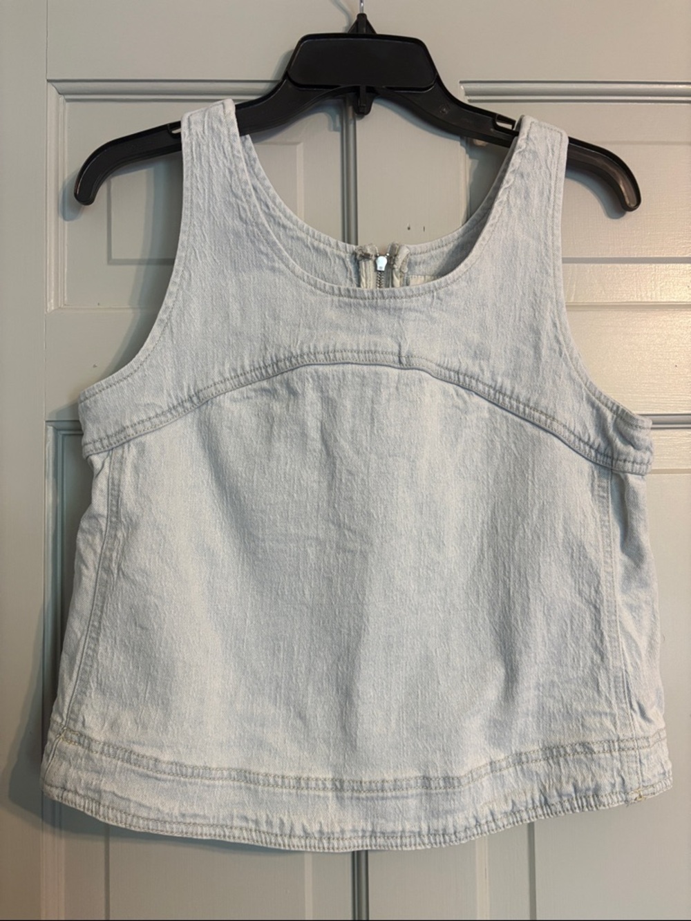 Velvet Heart M Light Wash Denim Tank Top Zippered Back Adjustable Straps